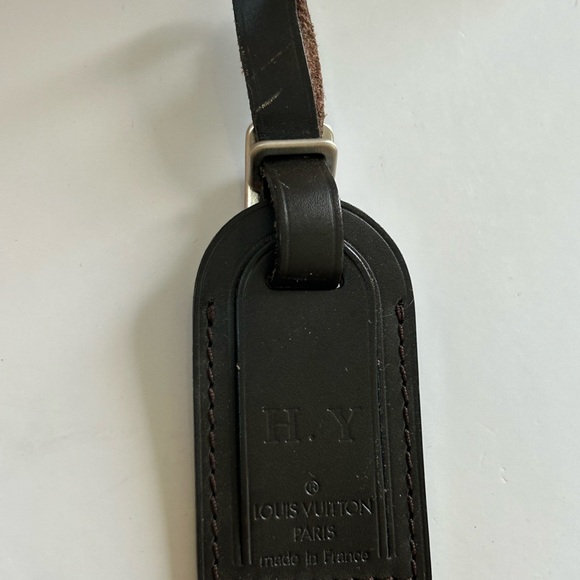 Louis Vuitton Dark Brown Leather Luggage Tag Authentic - Picture 3 of 8
